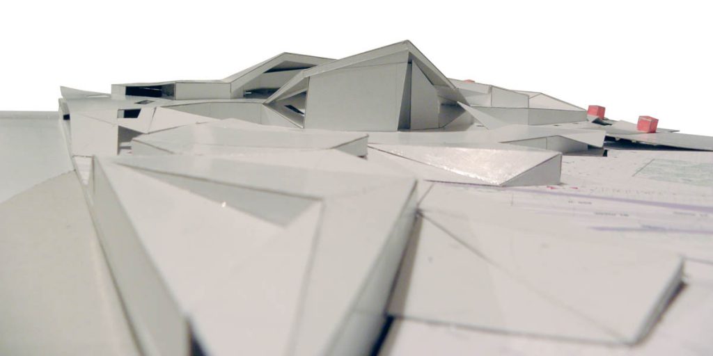 Pracovný model amfiteátra, pohľad juhovýchodný z námestia (súčastnej okružnej križovatky).