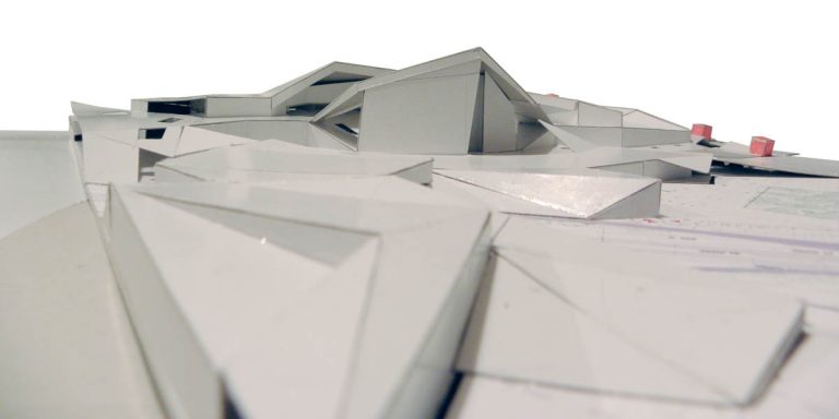 Pracovný model amfiteátra, pohľad juhovýchodný z námestia (súčastnej okružnej križovatky).